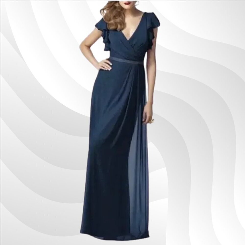 2/$50 Dessy Collection Vivian Diamond Midnight Gold Dress Size 2 | Elegant Gown